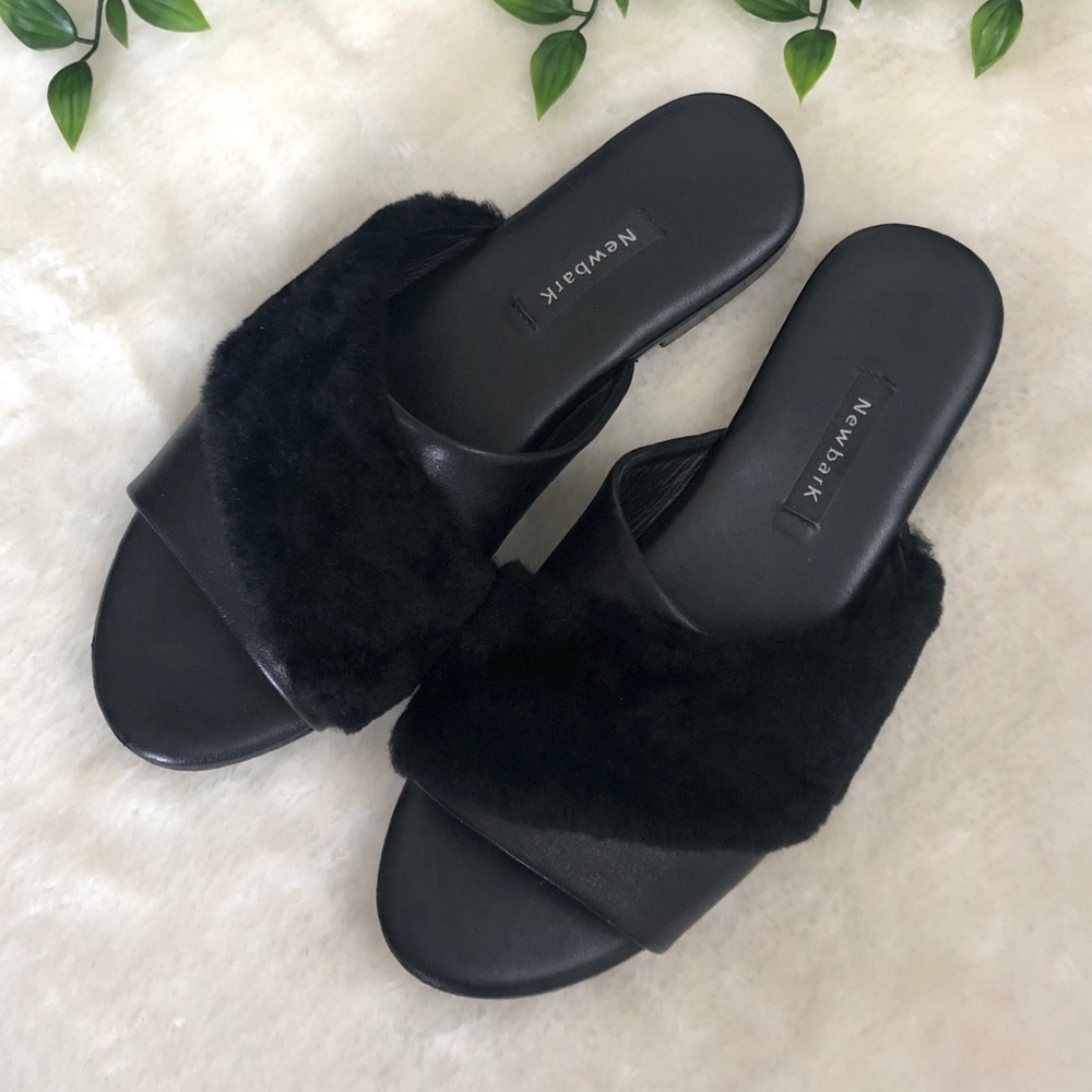 NewBark Shearling Leather Yasmin Slides - Picture 4 of 7
